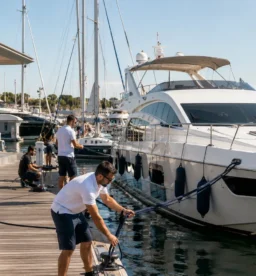 Trabajos en un puerto deportivo