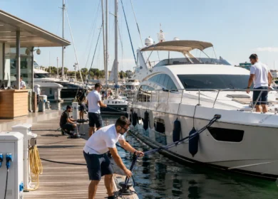 Trabajos en un puerto deportivo