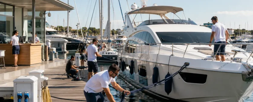Trabajos en un puerto deportivo